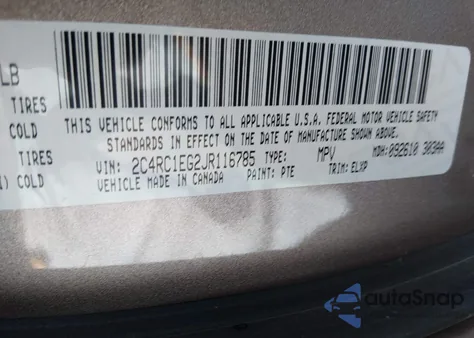 2018 Chrysler Pacifica Touring L Plus z USA, uszkodzony, nr VIN 2C4RC1EG2JR116785